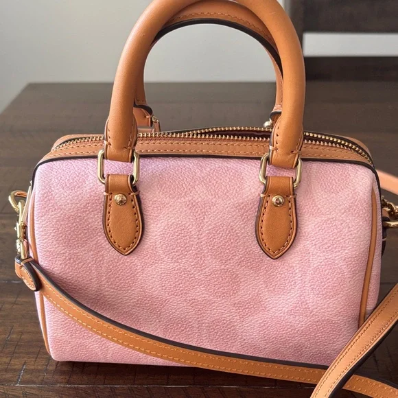 Coach Powder Pink Leather Mini Rowan Crossbody Bag - Picture 6 of 8